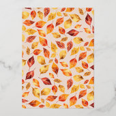 Elegante Beige Fall verlaat rustieke Boho-bruiloft Folie Uitnodiging (Achterkant)