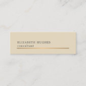 Elegante Beige Faux Gold Line Consultant Mini Visitekaartje (Voorkant)