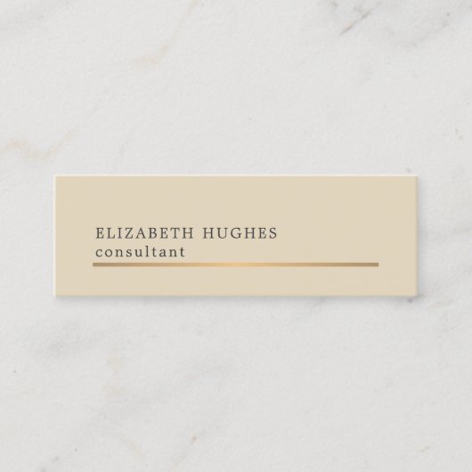 Elegante Beige Faux Gold Line Consultant Mini Visitekaartje (Voorkant)