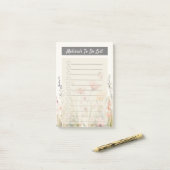 Elegante Beige Flora Waterverf Wildflower Post-it® Notes (Op bureau)