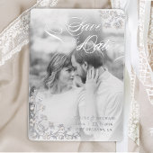 Elegante Beige Floral Save the Date Folie Uitnodiging