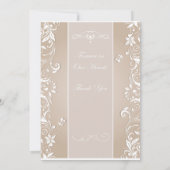 Elegante Beige Floral Swirl Wedding Kaart (Achterkant)
