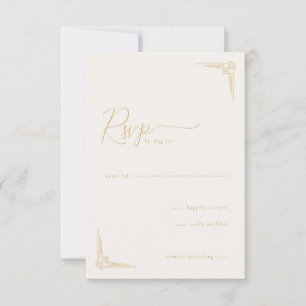Elegante Beige Geometrische RSVP Kaartje