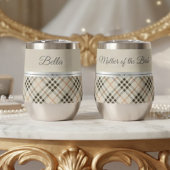 Elegante Beige Geruite Moeder-van-de-Bruid Aandenk