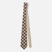 Elegante beige geruite stropdas - rode en zwarte a (Voorkant)