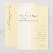 Elegante Beige Gestreepte Huwelijksplanning Programmakaart (Voorkant / Achterkant)