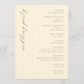 Elegante Beige Gestreepte Huwelijksplanning Programmakaart (Achterkant)