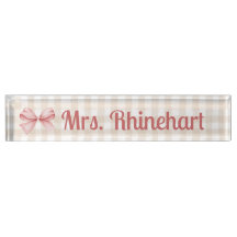 Elegante Beige Gingham met Bow Accent Custom