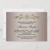 Elegante Beige Gold 40e verjaardag uitnodiging vee (Achterkant)