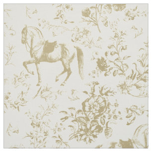 Elegante  Beige Gold Horse Bloementoilet Stof