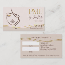 Elegante Beige & Gold PMU-afspraak Afsprakenkaartje