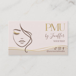 Elegante Beige & Gold PMU-afspraak Afsprakenkaartje