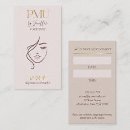 Elegante Beige & Gold PMU-afspraak Afsprakenkaartje