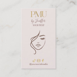 Elegante Beige & Gold PMU-afspraak Afsprakenkaartje