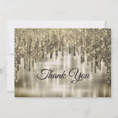 Elegante beige goud druppelende glitter bedankkaart (Voorkant)