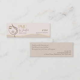 Elegante Beige & Goud PMU Dankkaart Klantenkaartje