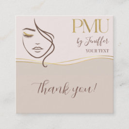 Elegante Beige & Goud PMU Dankkaart Klantenkaartje