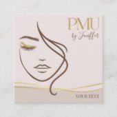 Elegante Beige & Goud PMU Visitekaartje (Voorkant)