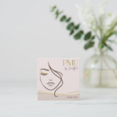 Elegante Beige & Goud PMU Visitekaartje (Staand voorkant)