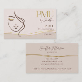Elegante Beige & Goud PMU Zakelijke kaart Visitekaartje