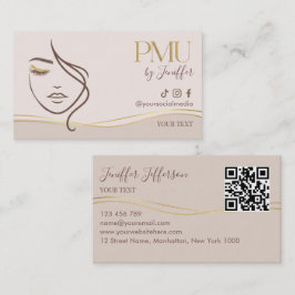 Elegante Beige & Goud PMU Zakelijke kaart Visitekaartje