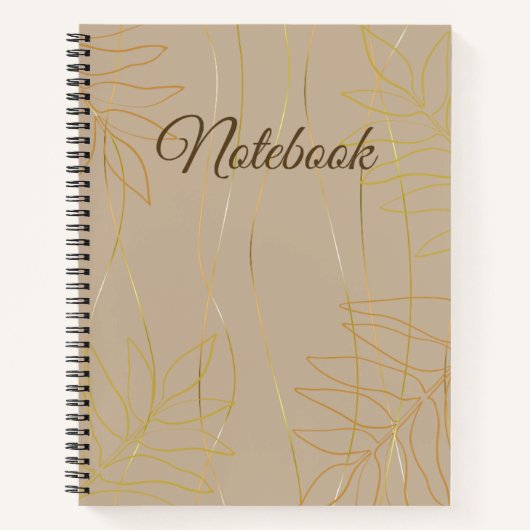 Elegante Beige & Goudblad Notitieboek (Voorkant)