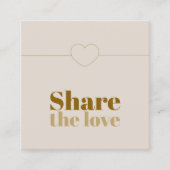 Elegante Beige Gouden Hart Icon Line Aanbevelingskaartje (Voorkant)