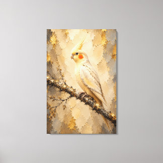 Elegante Beige Gouden Kokoskrukas Luxe Impasto Canvas Afdruk