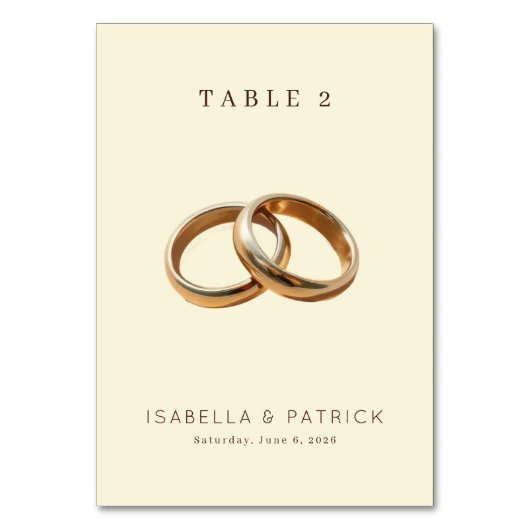 Elegante Beige Gouden Ringen Kaart (Voorkant)