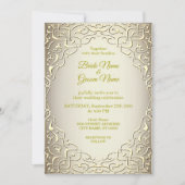 Elegante Beige Gouden Trouw Uitnodiging (Voorkant)