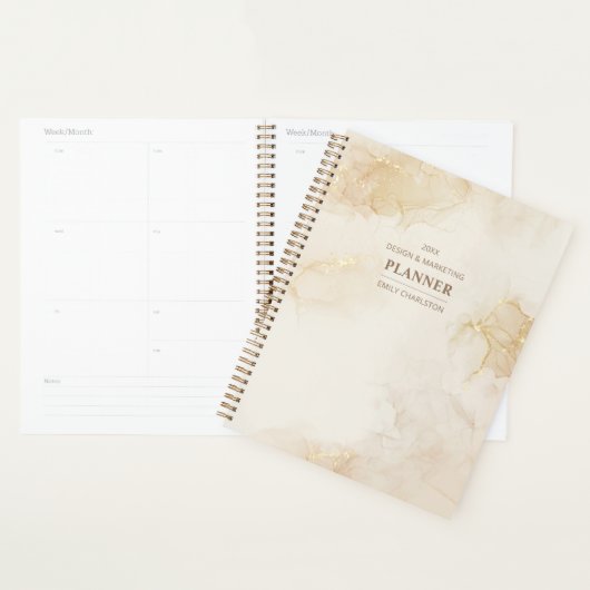 Elegante Beige Gouden Waterverf | Business Planner (Display)