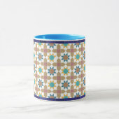 Elegante beige groene en rode geometrische patroon mok (Midden)
