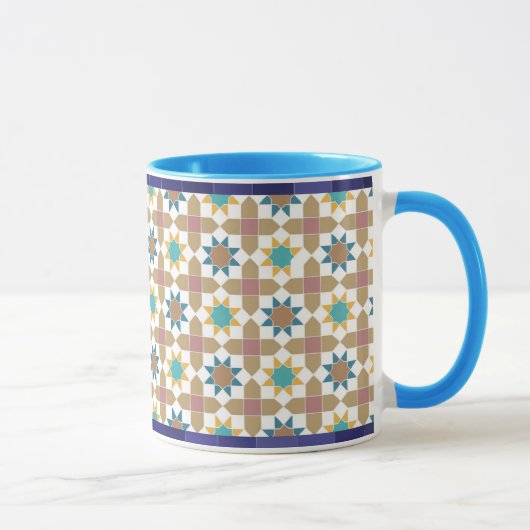 Elegante beige groene en rode geometrische patroon mok (Rechts)