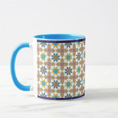 Elegante beige groene en rode geometrische patroon mok (Links)