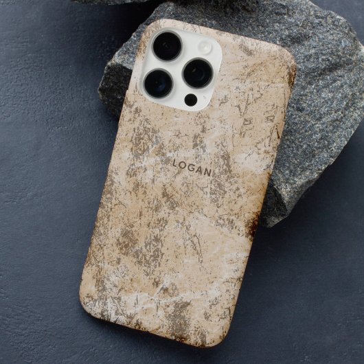 Elegante Beige Grunge textuur aangepaste naam Case-Mate iPhone Case