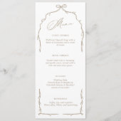 Elegante Beige Hand getrokken strik & lint bruilof Menu (Voorkant)