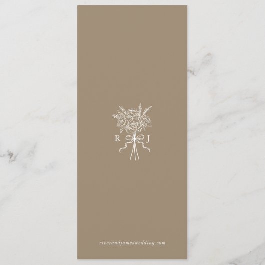 Elegante Beige Hand getrokken strik & lint bruilof Menu (Achterkant)