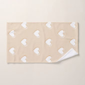 Elegante Beige Heart Pattern Retro Minimalist Bad Handdoek (Handdoek)
