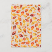 Elegante Beige Herfst Rustiek Bladeren Trouwdetail Informatiekaartje (Achterkant)