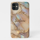 Elegante Beige Holografische Glitter Alcohol Inkt Case-Mate iPhone Case (Achterkant)