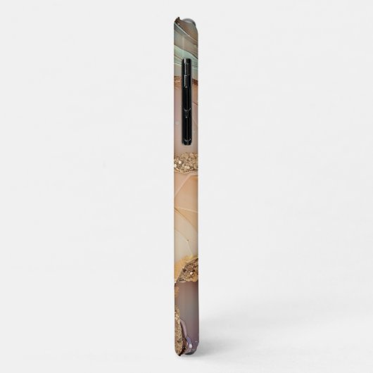 Elegante Beige Holografische Glitter Alcohol Inkt Case-Mate iPhone Case (Achterkant/links)