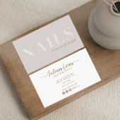 Elegante Beige Holografische Opal Nail Visitekaartje