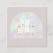 Elegante Beige Holografische Schoonheid Vierkante Visitekaartje (Voorkant)