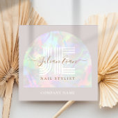 Elegante Beige Holografische Schoonheid Vierkante Visitekaartje