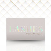 Elegante Beige Holographic Lash Technician Visitekaartje