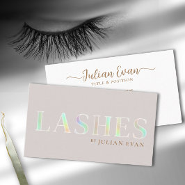 Elegante Beige Holographic Lash Technician Visitekaartje