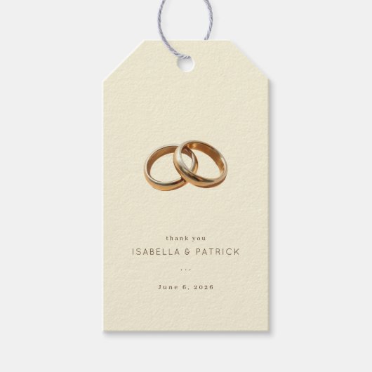 Elegante Beige Ineengestrengelde Ringen Cadeaulabel (Voorkant)