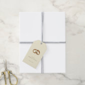 Elegante Beige Ineengestrengelde Ringen Cadeaulabel (Met Touw)