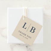 Elegante Beige Initiaal Scheidingsteken Bedankjes Labels (In situ)