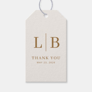 Elegante Beige Initiëlen Bedankt Cadeaulabel